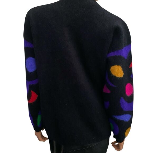 Rafaella Vtg Sweater Artsy Fuzzy Purple Angora Lambswool L 80’s Retro Rainbow - Picture 3 of 10